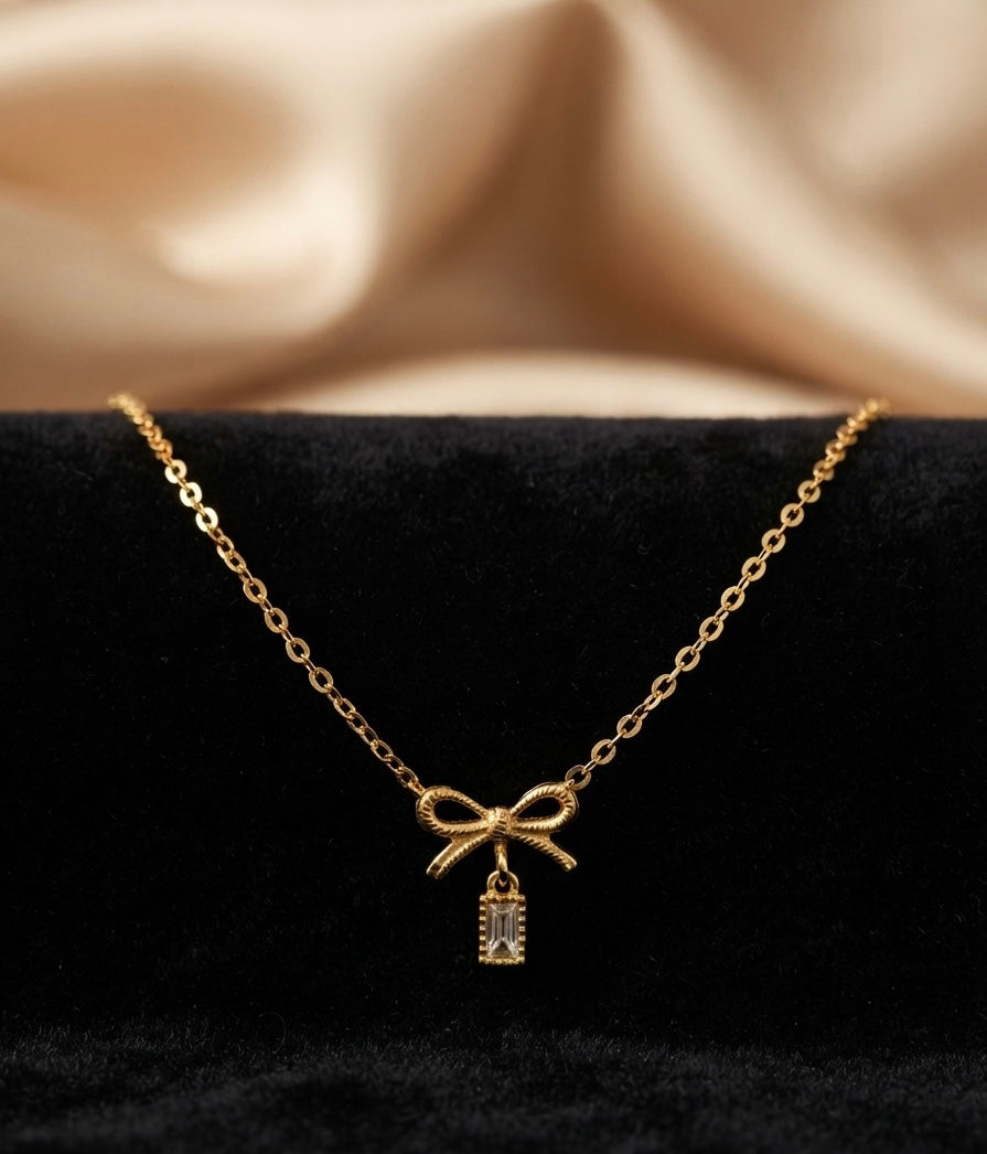 The Serene Bow Baguette Pendant