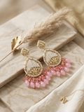 Pastel Pink & Pearl Handcrafted Chandbali Earrings