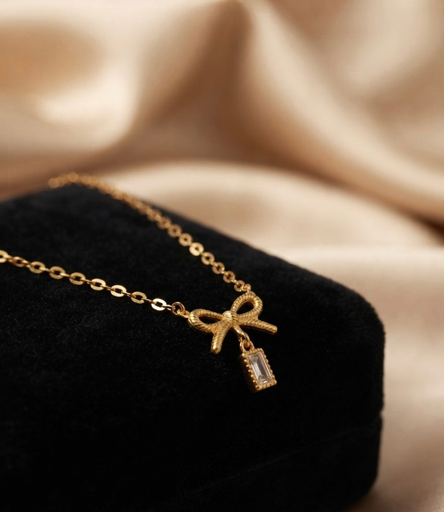 The Serene Bow Baguette Pendant