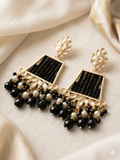 Midnight Bloom Kundan Jhumka Earrings