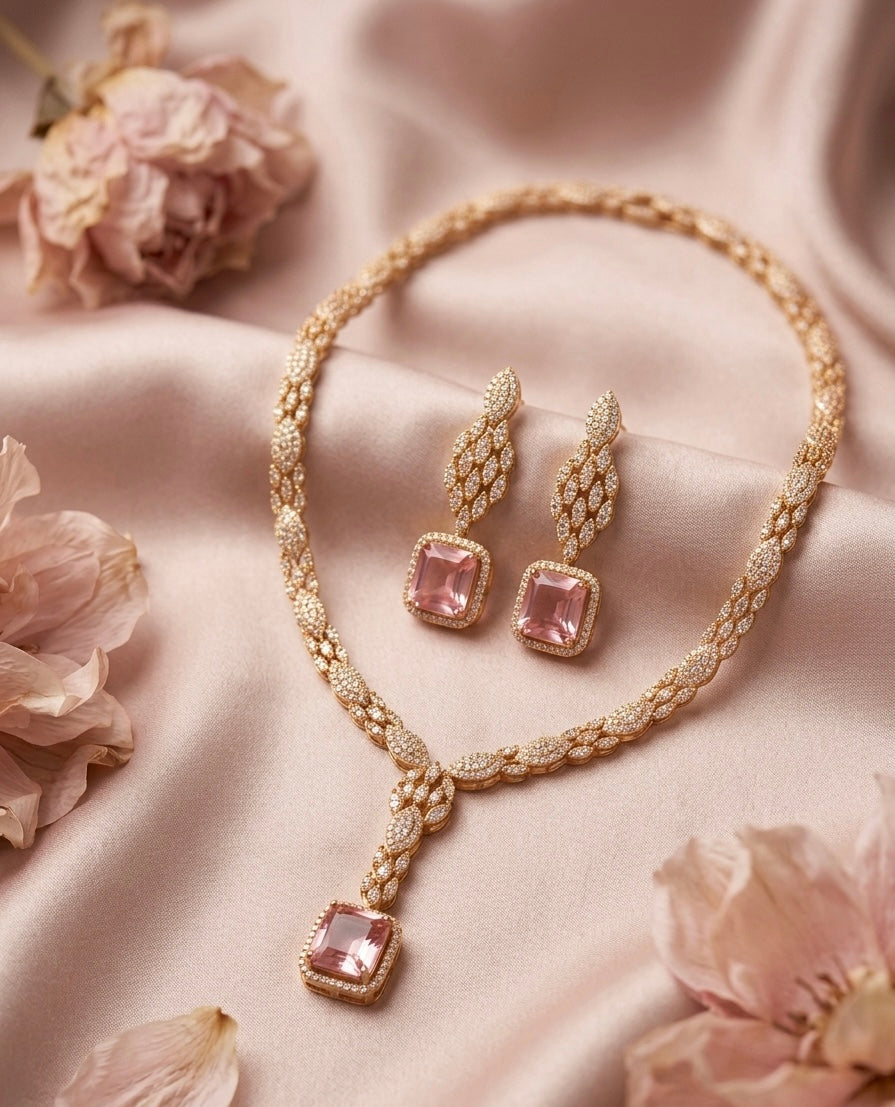 The Rosé Elegance Suite – A Handcrafted Rose Gold & Pink Morganite Jewelry Set