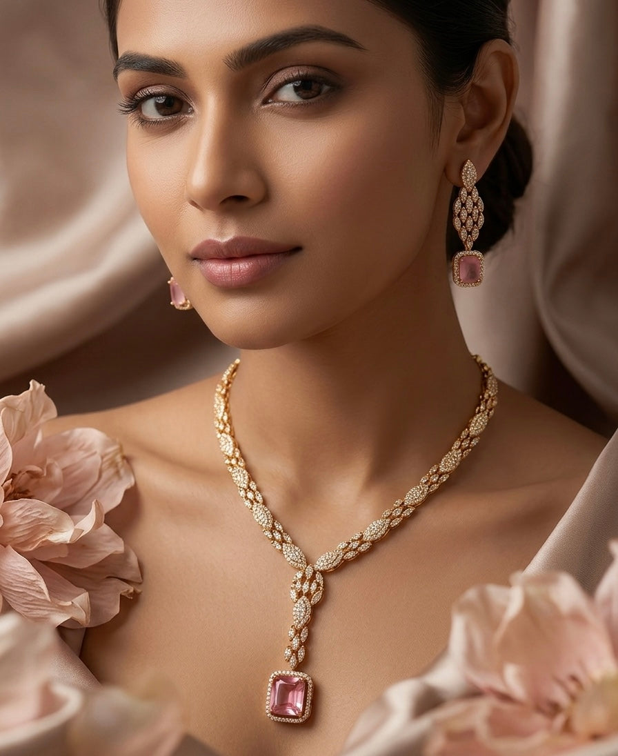 The Rosé Elegance Suite – A Handcrafted Rose Gold & Pink Morganite Jewelry Set