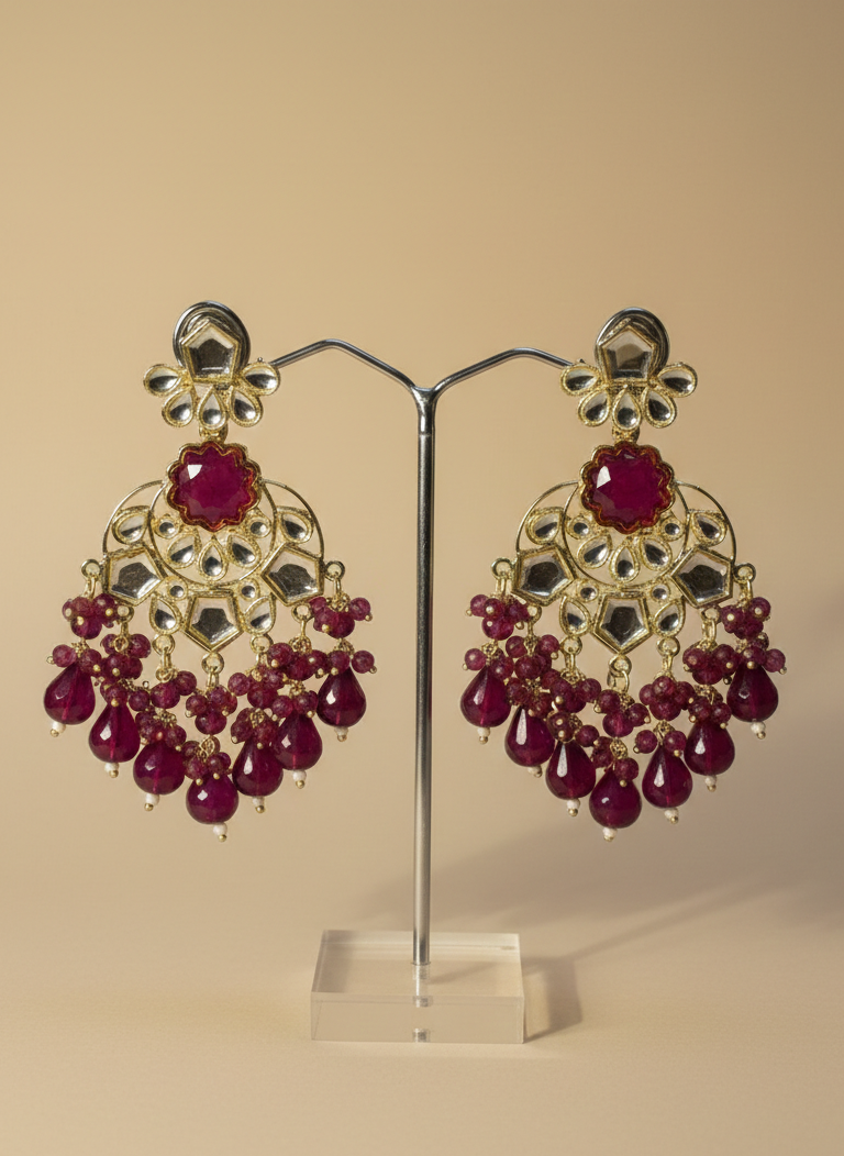 Rajwada" Ruby-Encrusted Kundan Chandbalis