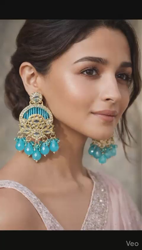Alia-Inspired Turquoise Bead Statement Earrings