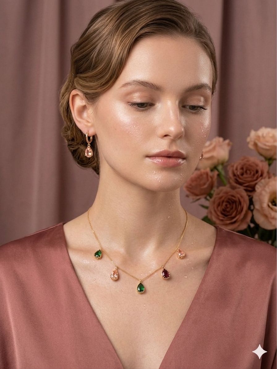 The "Nakhre-Waali" Navratna-ish Drop Necklace