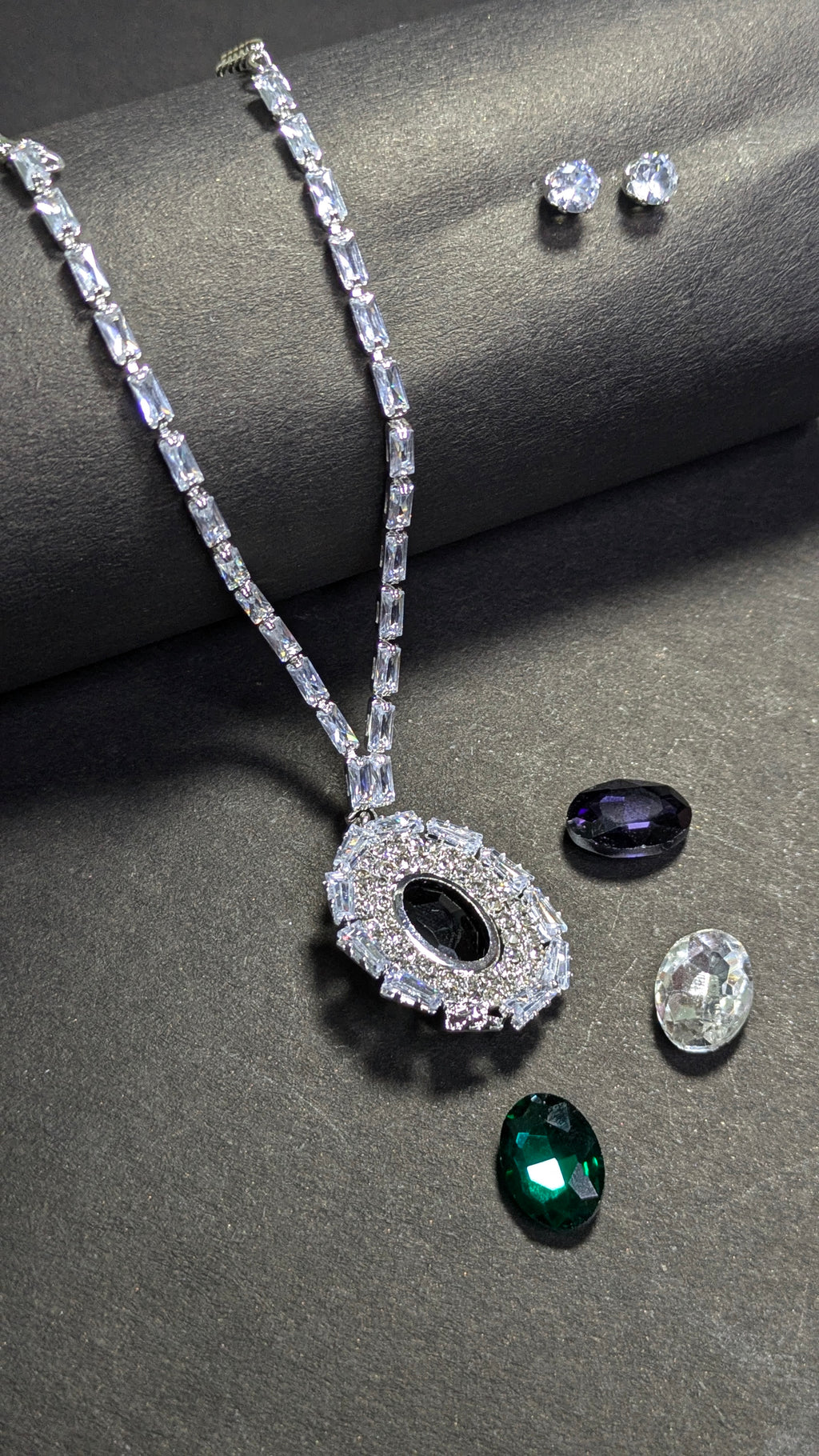 The Aura Multi-Stone Collection: 4-in-1 Interchangeable Halo Pendant & Baguette Crystal Suite