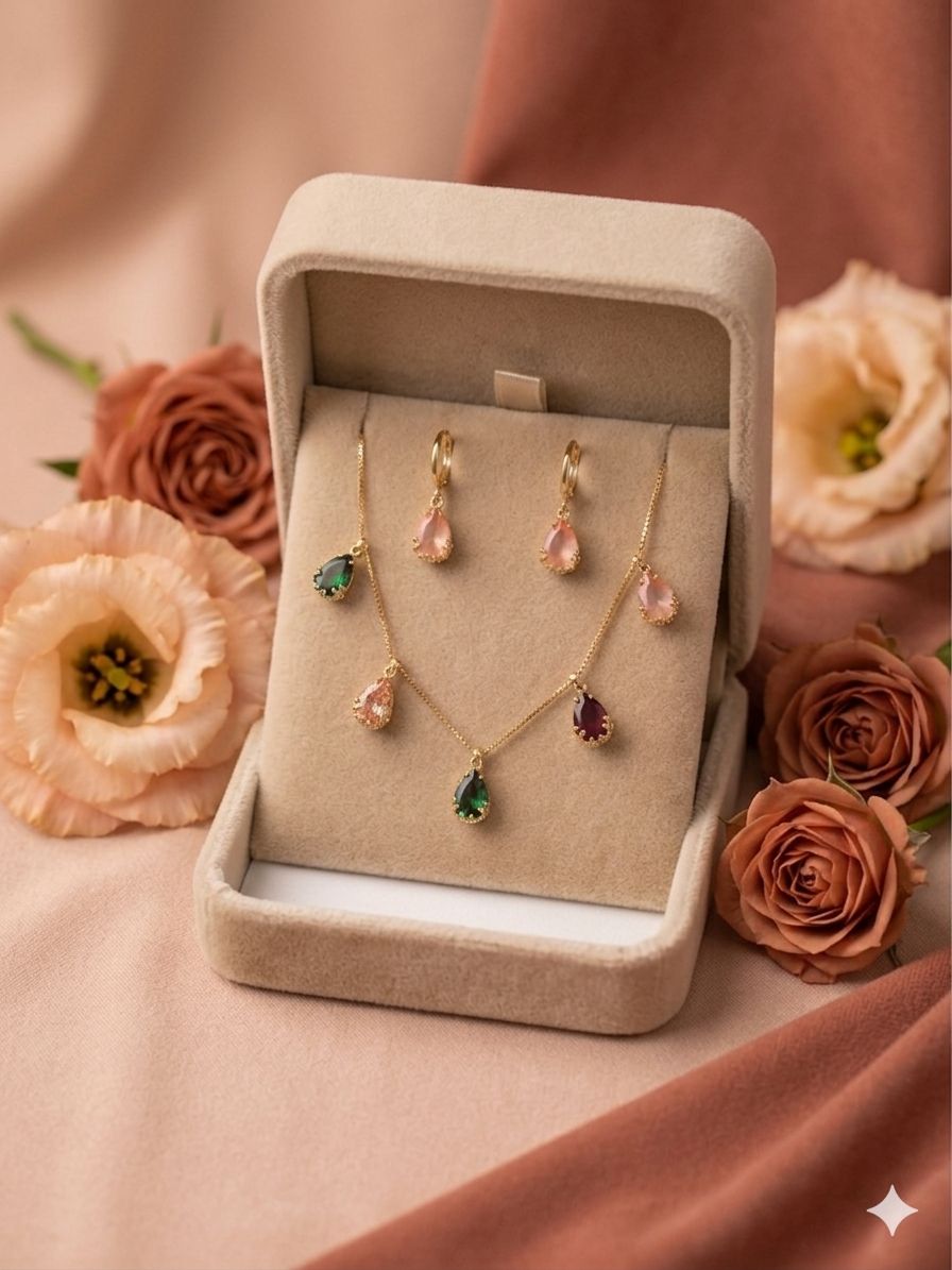 The "Nakhre-Waali" Navratna-ish Drop Necklace