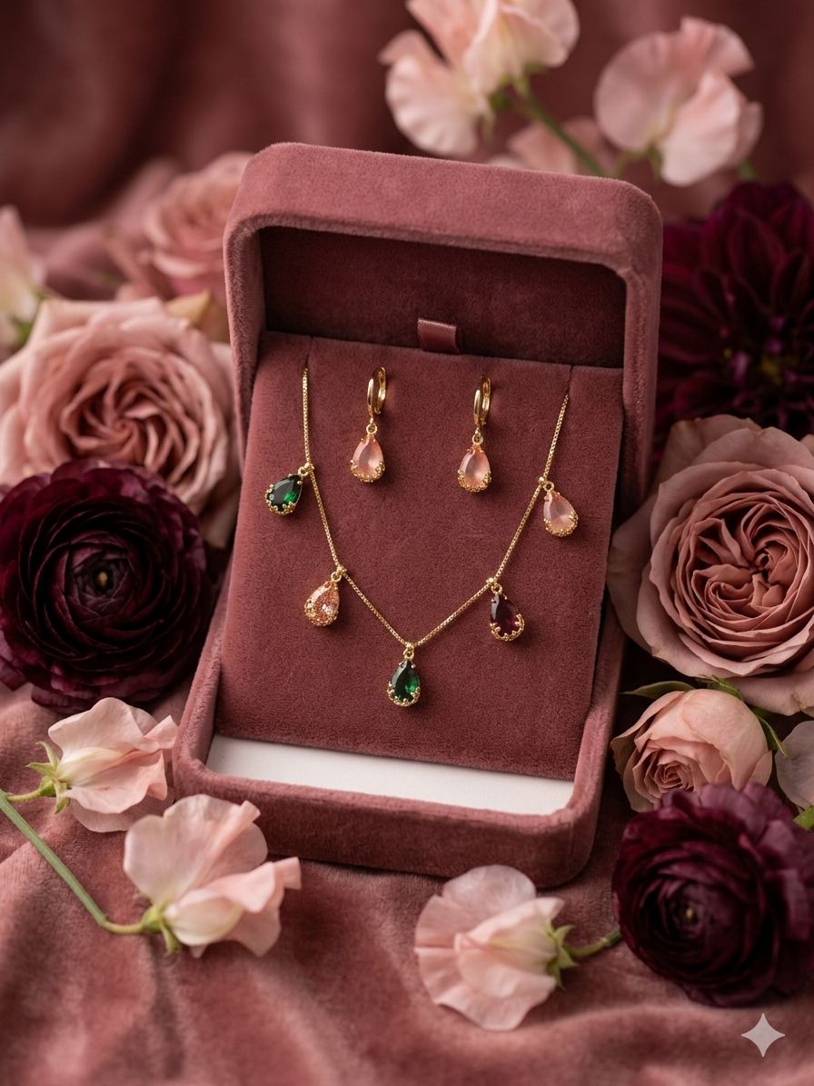 The "Nakhre-Waali" Navratna-ish Drop Necklace