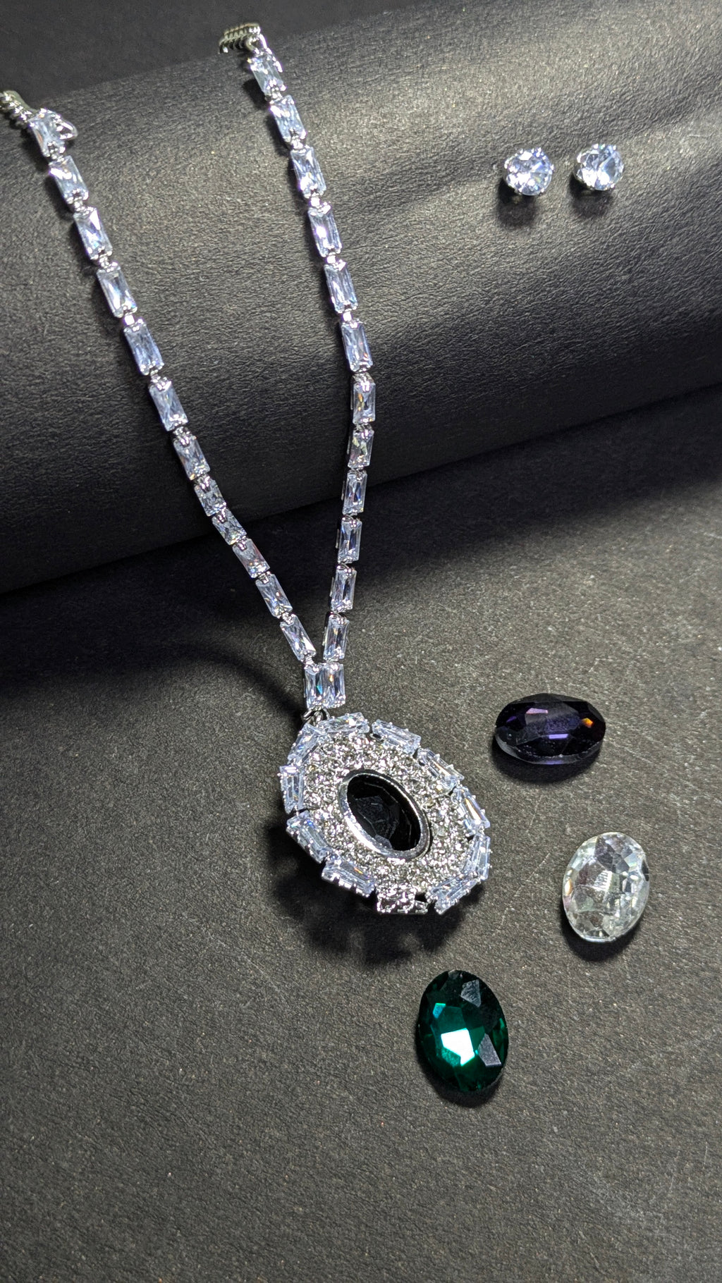 The Aura Multi-Stone Collection: 4-in-1 Interchangeable Halo Pendant & Baguette Crystal Suite